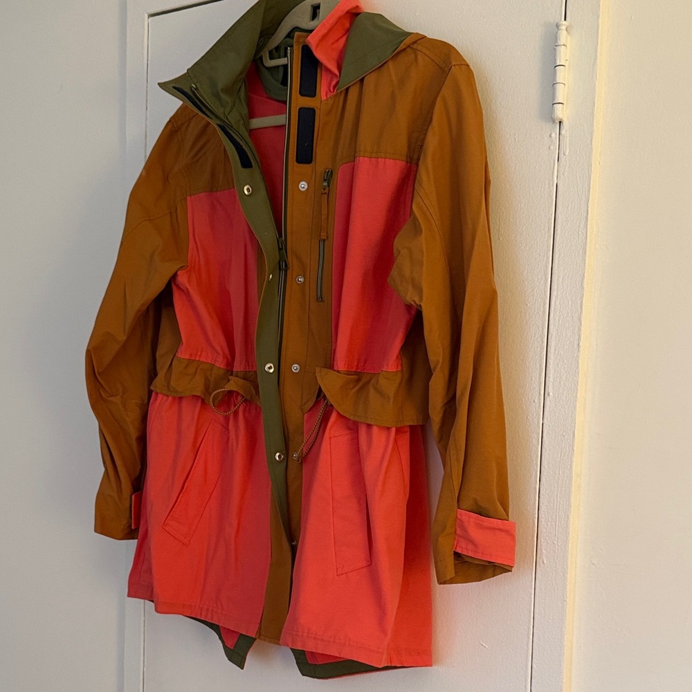 J. Crew Women's Orange, Pink and Green Utility Jacket - lightweight rain jacket